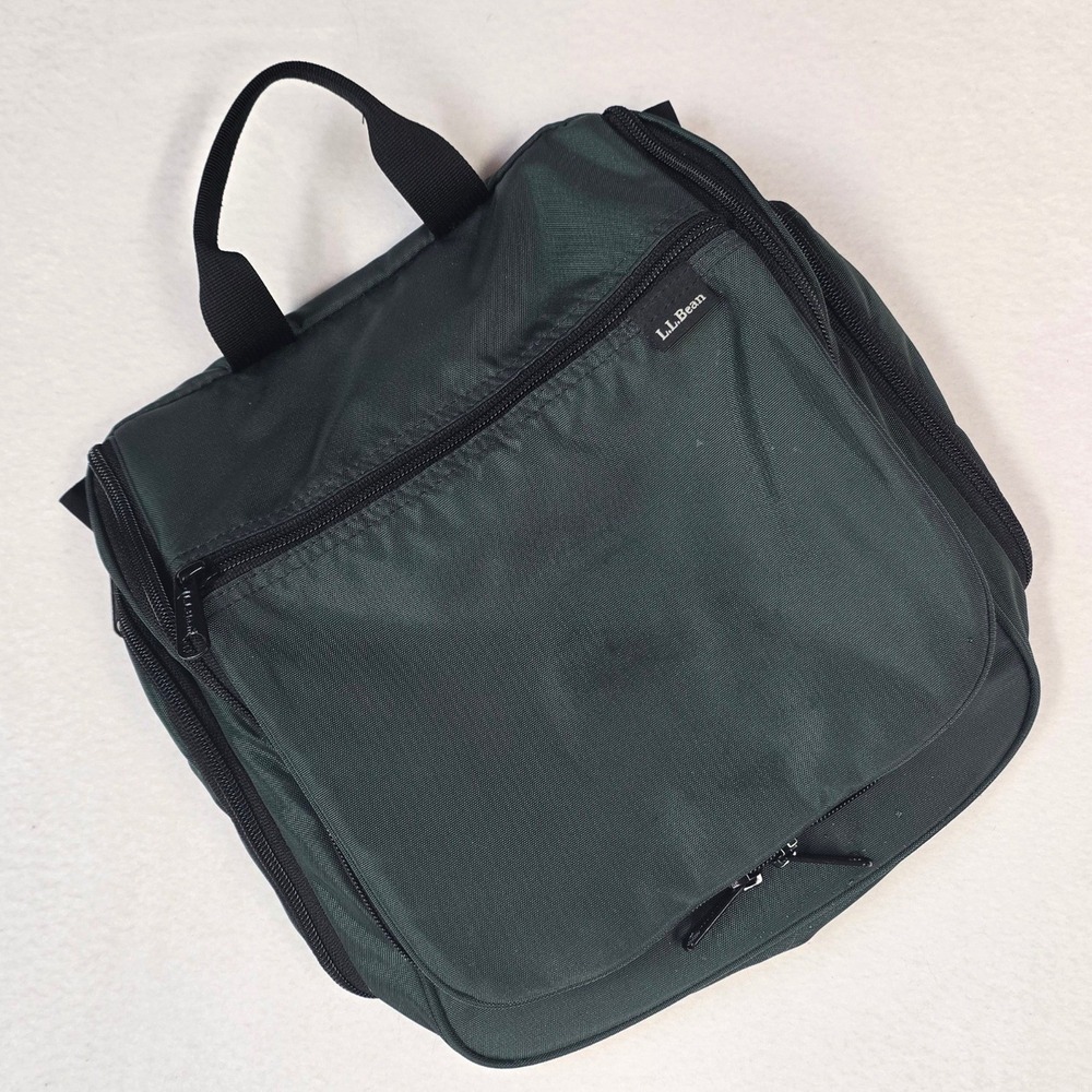 LL Bean Personal Organizer Toiletry Bag Forest Green Hanging Travel Kit Large
